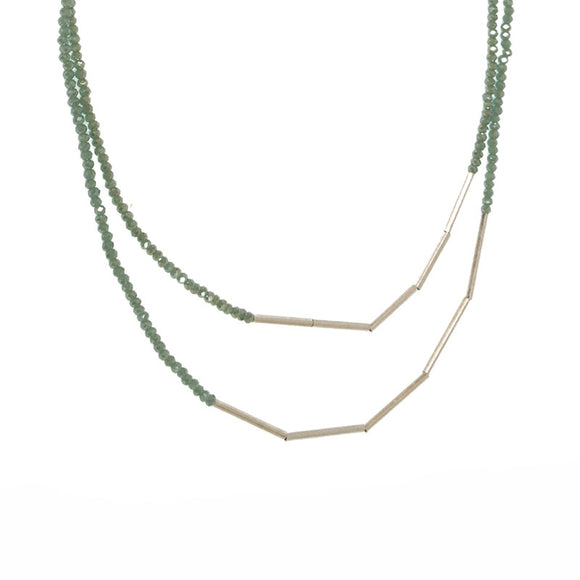 Aqua Crystal Necklace - 2 Strand