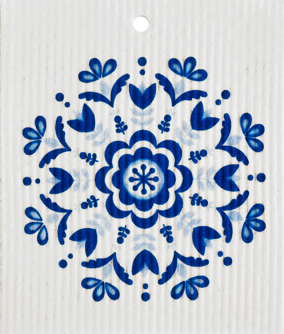 Blue Floral Pattern Swedish Wash Towel