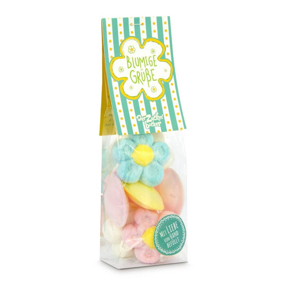 Sweet bag floral greetings candy mix with flowers