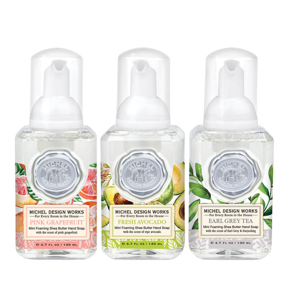 Mini Foaming Hand Soap Set: Pink Grapefruit, Fresh Avocado, Earl Grey Tea
