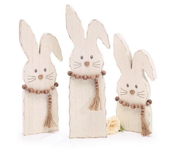 Wood Bunnies w/ Beads