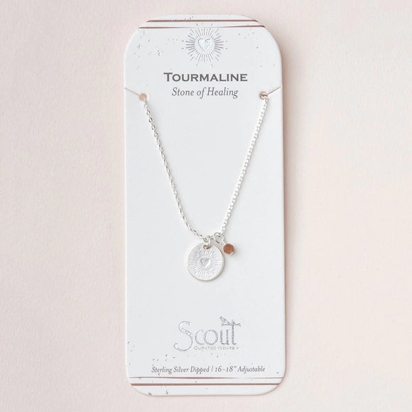 Stone Intention Charm Necklace - Tourmaline/Silver