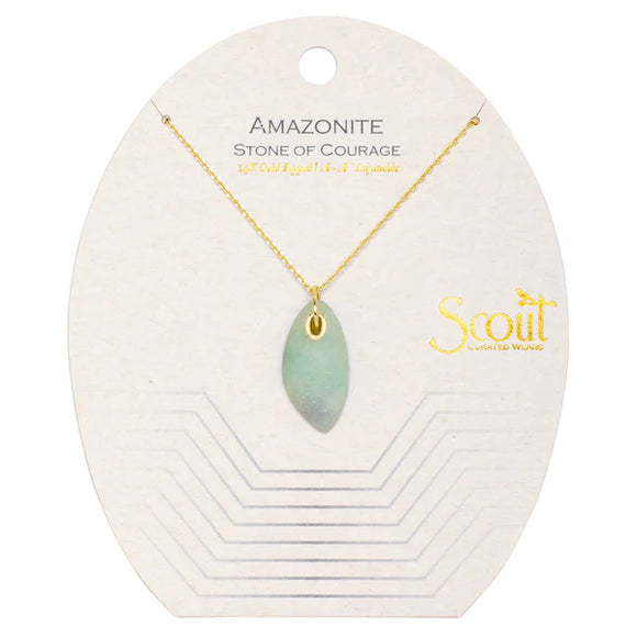 Organic Stone Necklace Amazonite/Gold - Stone of Courage
