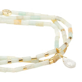 Teardrop Stone Wrap Amazonite/Howlite/Gold - Stone of Courage
