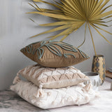 Woven Cotton Macrame Pillow w/ Stripes & Tassels
