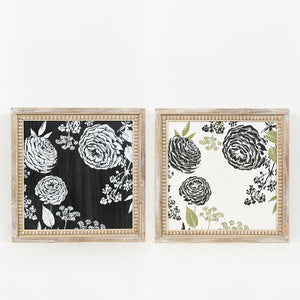 Rvs. Beaded Wooden Frame - Cabbage Flowers