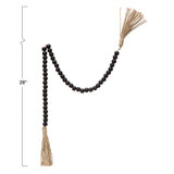 Wood Bead Mini Garland with Jute Tassels