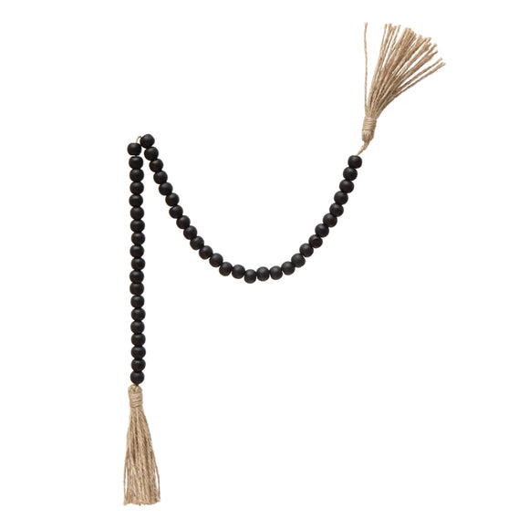 Wood Bead Mini Garland with Jute Tassels