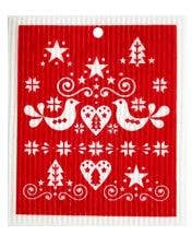 Christmas Birds Swedish Wash Towel
