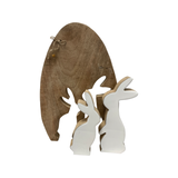 Egg & Rabbits - Natural Wood & White Enamel