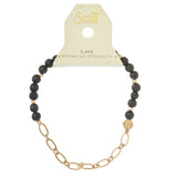 Mini Stone w/Chain Stacking Bracelet - Lava/Gold
