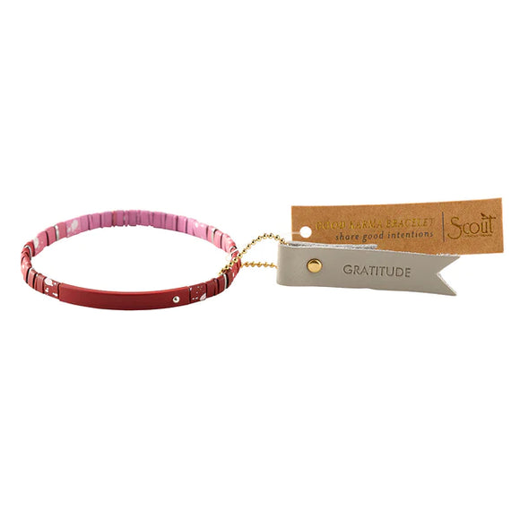 Good Karma Ombre Stretch Bracelet - Mulberry/Silver - Gratitude