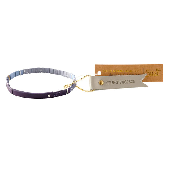 Good Karma Ombre Stretch Bracelet - Midnight/Silver - Strength & Grace