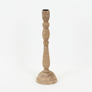 4.5x14.5x4.5 Wooden Candle Holder - Ntrl